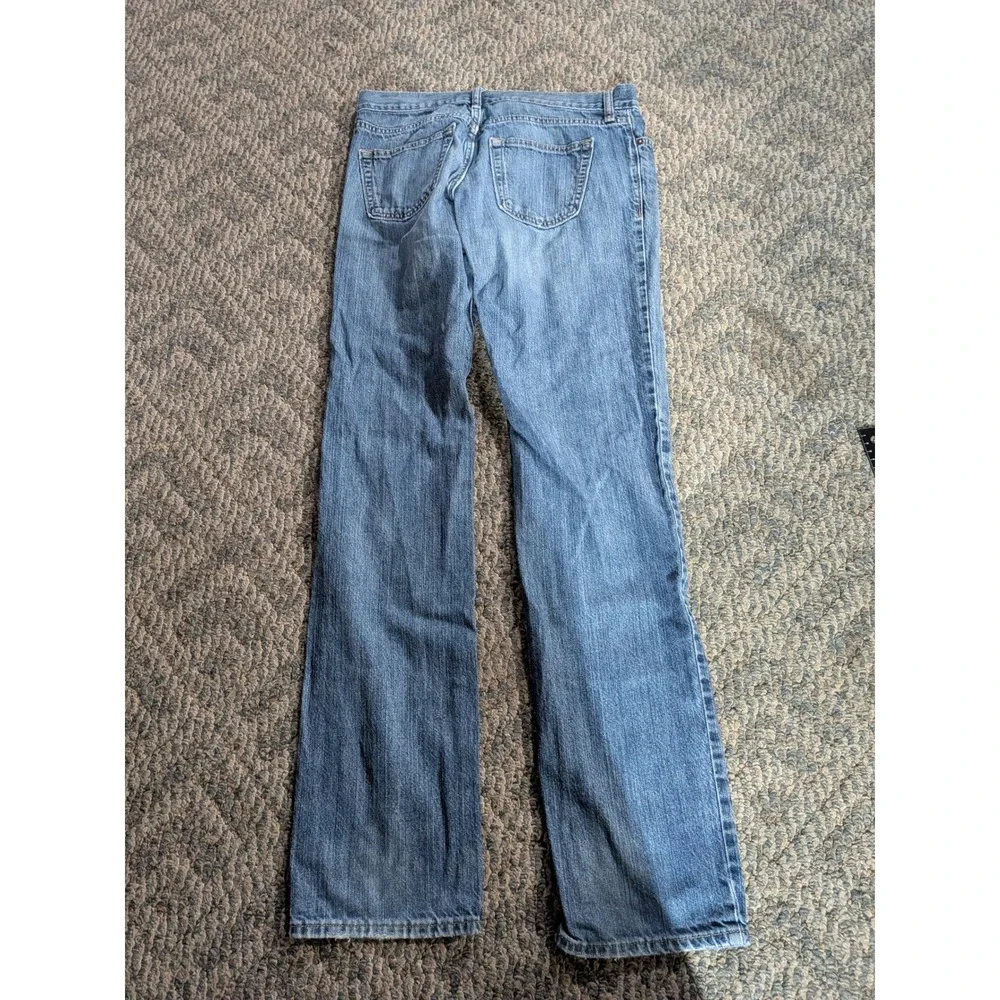 Old Navy Men Custom Bleached Flame Straight Leg Jeans Blue Denim 30x34 Y2K Style